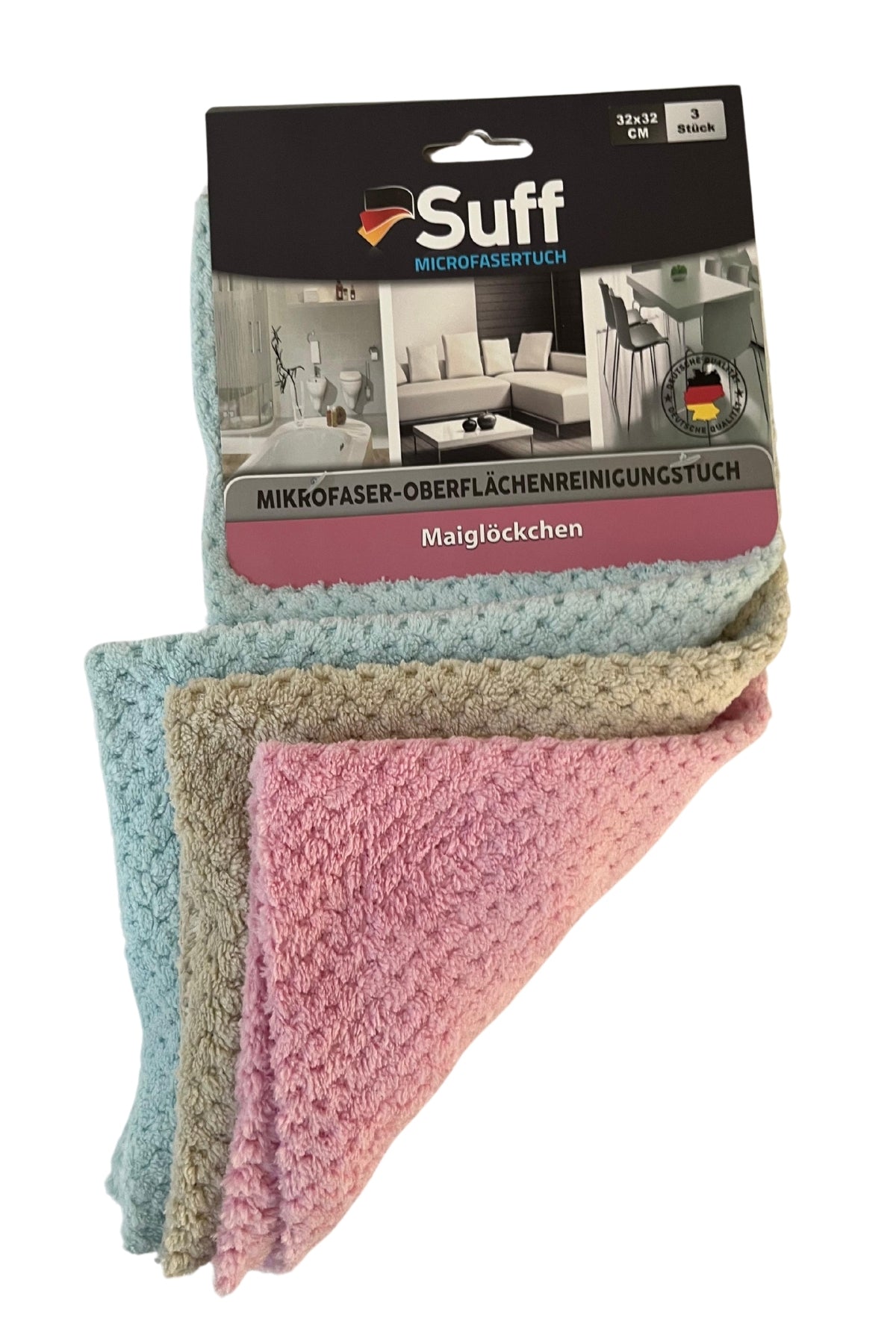 Suff Müge Mikrofiber Yüzey Temizleme Bezi 3'lü Set 32 x 32 cm