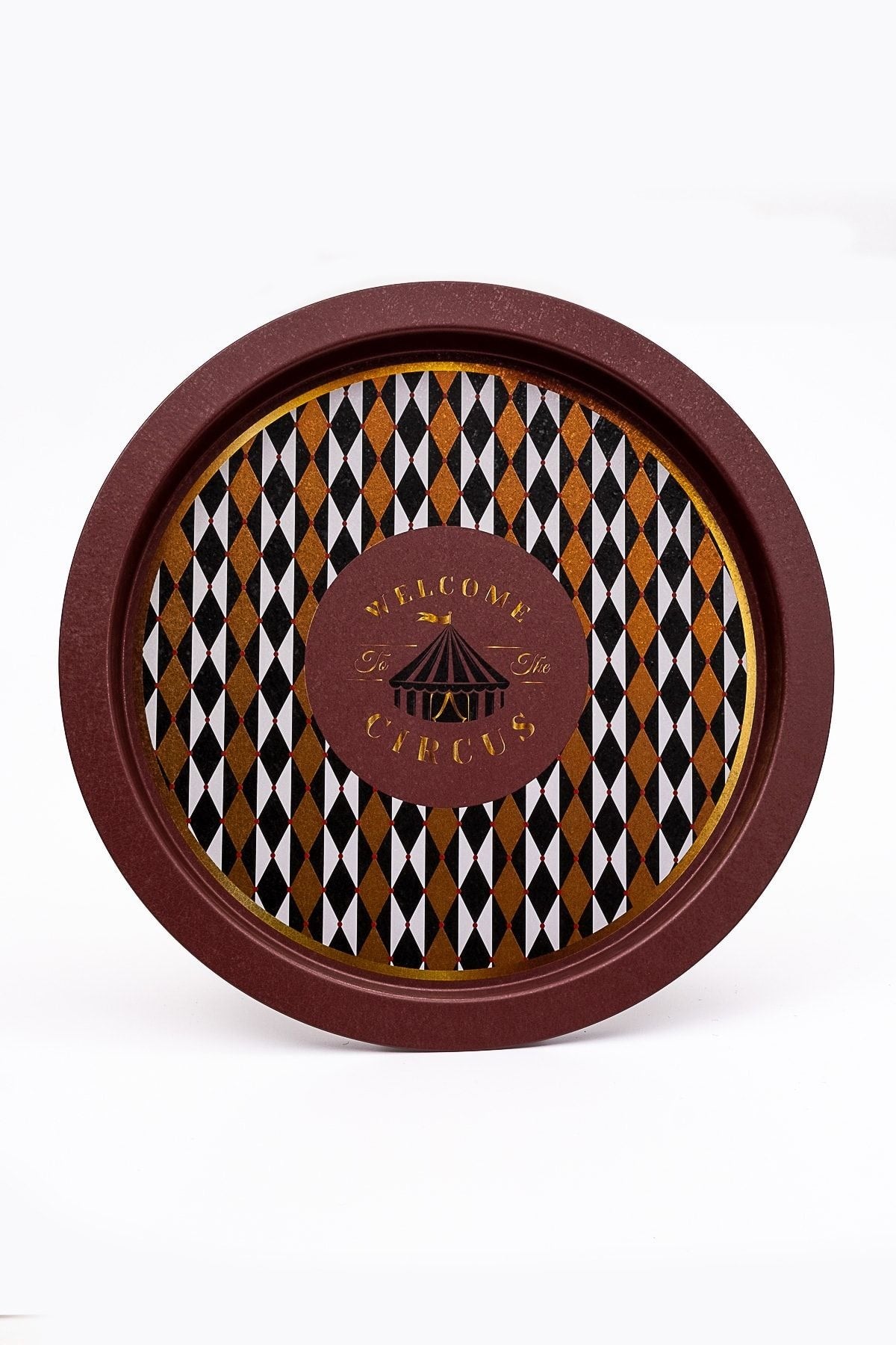 Festival Desenli Yuvarlak Metal Tepsi, 37 cm