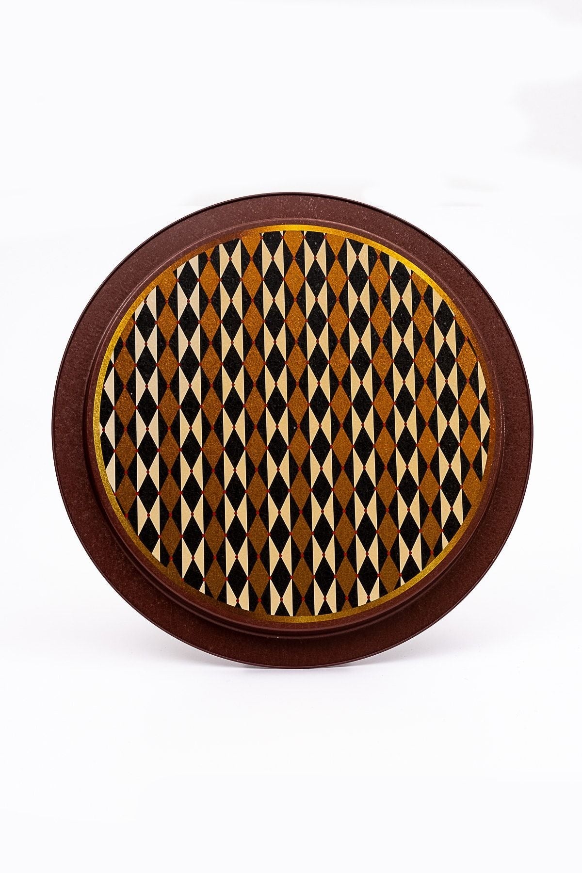 Festival Desenli Yuvarlak Metal Tepsi, 37 cm