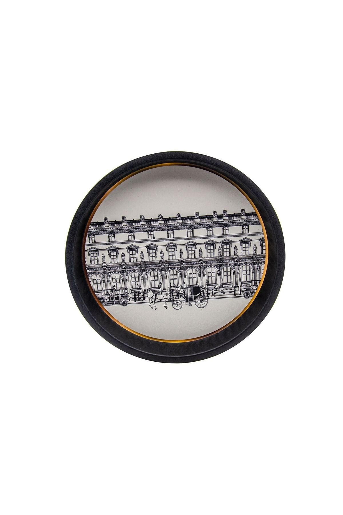 Urban Desenli Yuvarlak Metal Tepsi, 37 cm