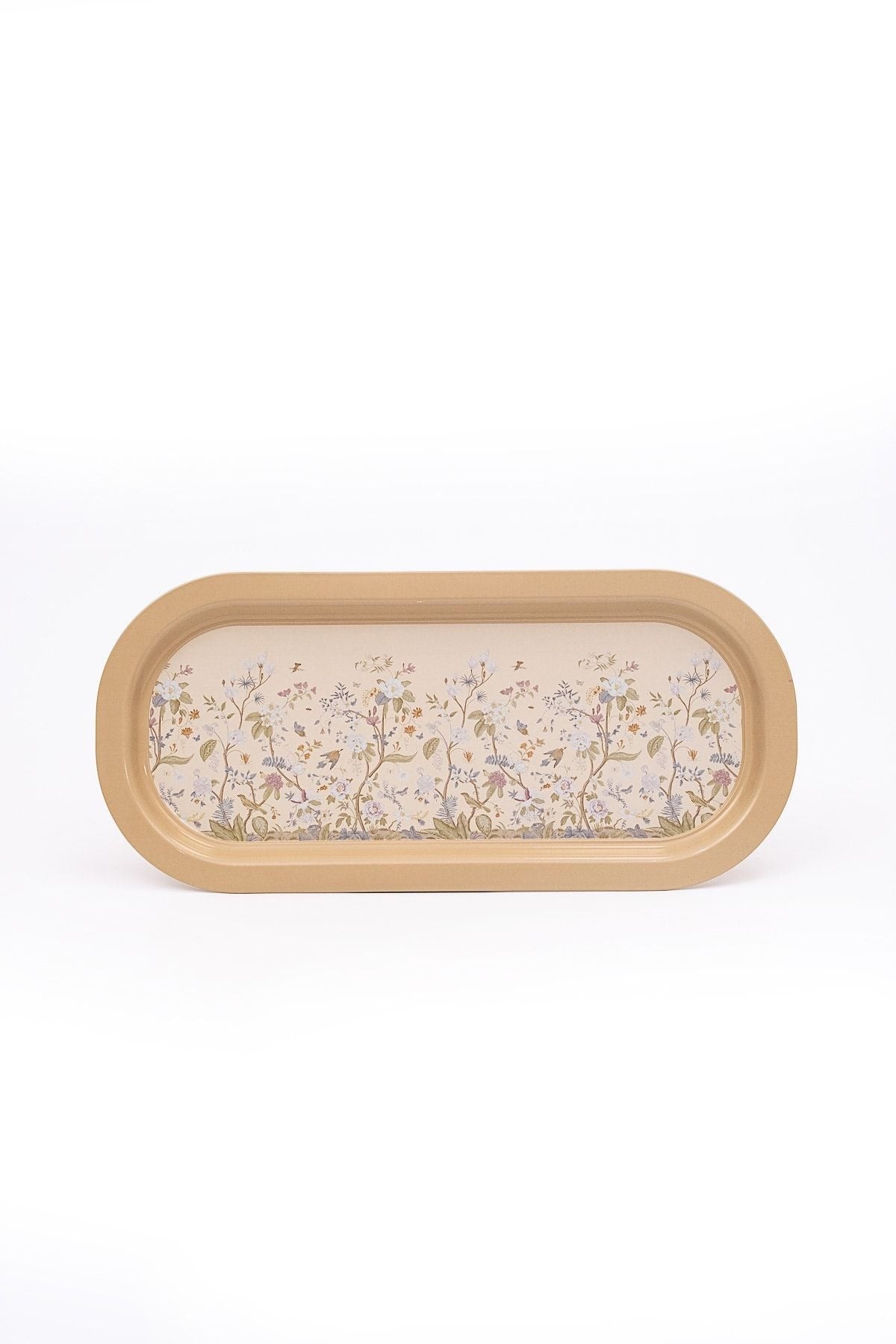 Flora Desenli Baton Metal Tepsi, 16 x 35 cm