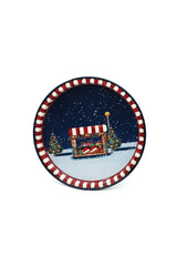 Winter Desenli Yuvarlak Metal Tepsi, 31,5 cm