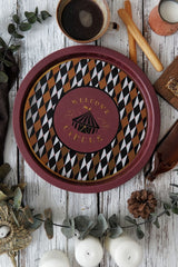 Festival Desenli Yuvarlak Metal Tepsi, 31,5 cm