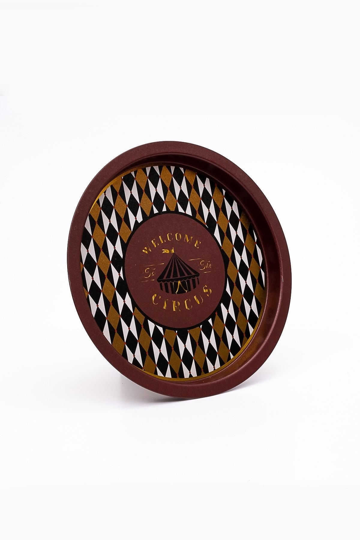 Festival Desenli Yuvarlak Metal Tepsi, 31,5 cm