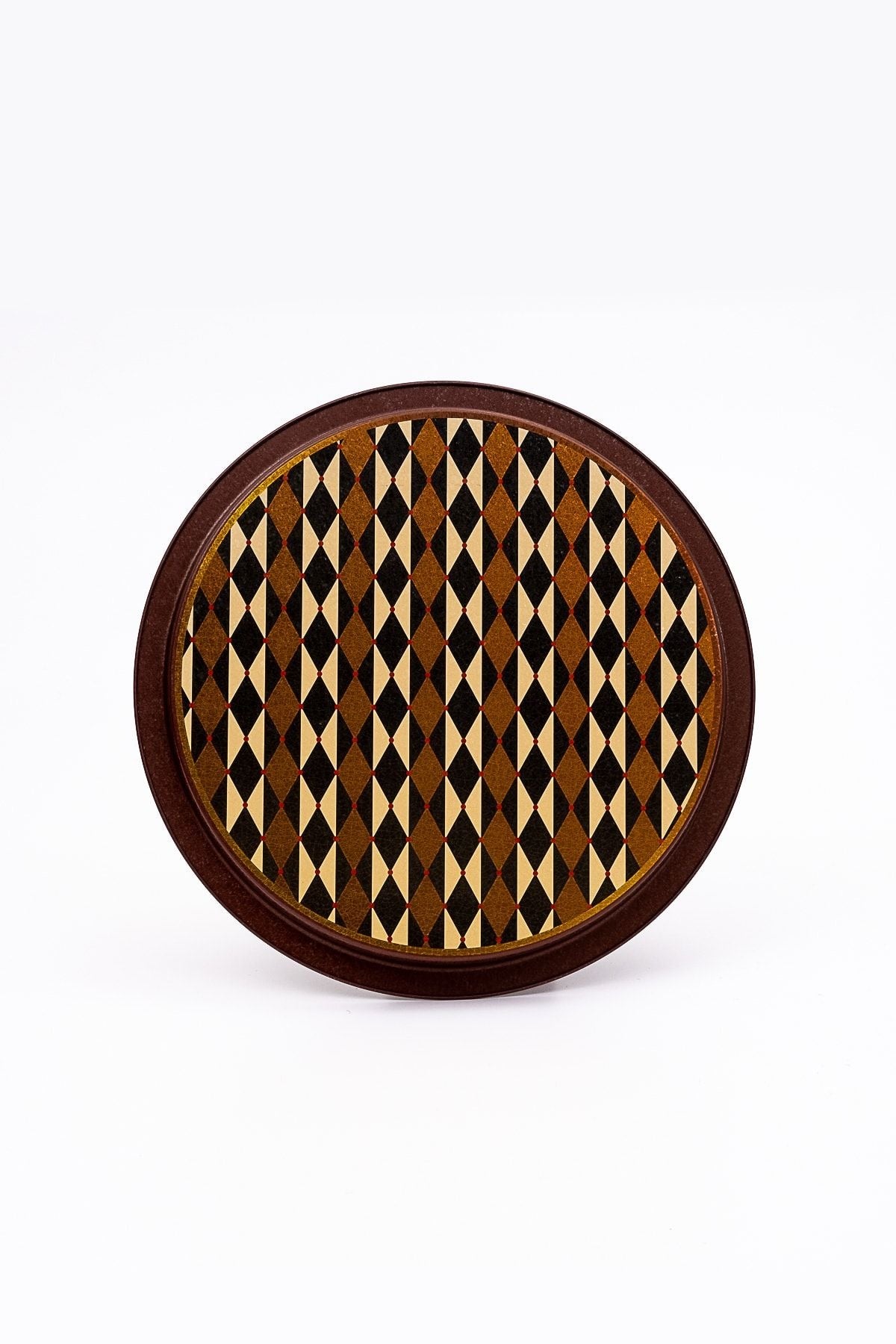 Festival Desenli Yuvarlak Metal Tepsi, 31,5 cm