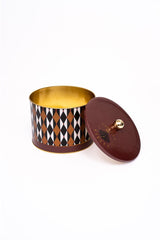 Festival Desenli Yuvarlak Metal Saklama Kabı, 17,5 x 13 cm, 2,9 lt