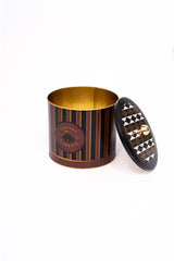 Festival Desenli Yuvarlak Metal Saklama Kabı, 17,5 x 15,5 cm, 3,5 lt