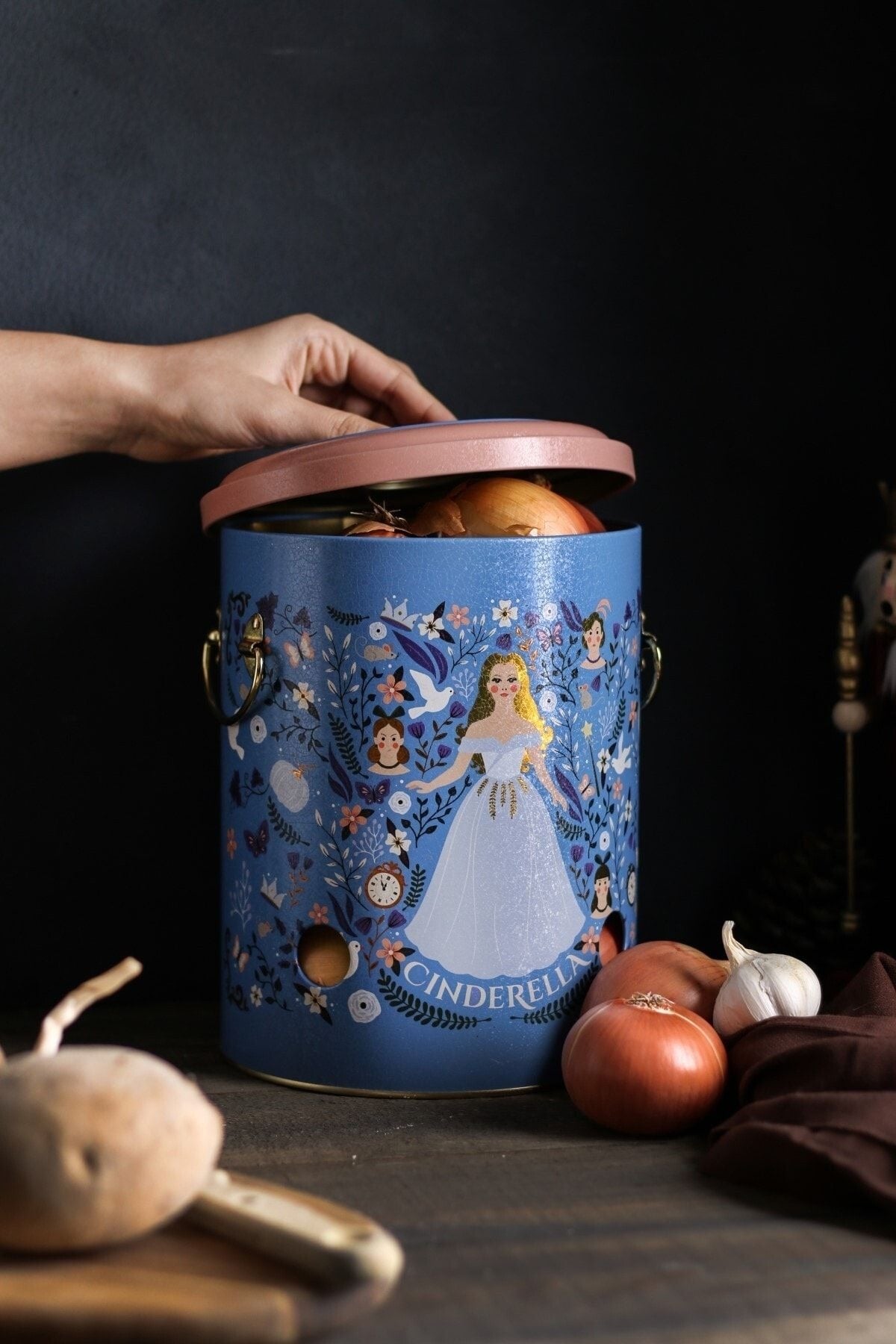 Fairytale Desenli Metal Soğanlık, 17,5 x 22,5 cm, 5 lt