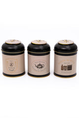 London Desenli 3'lü Yuvarlak Metal Saklama Kabı Seti, 9 x 11 cm, 0,6 lt