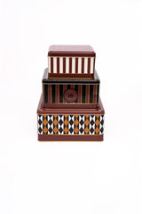 Festival Desenli 3'lü Kare Metal Saklama Kabı Seti (2,2 lt + 3,7 lt + 5,8 lt)