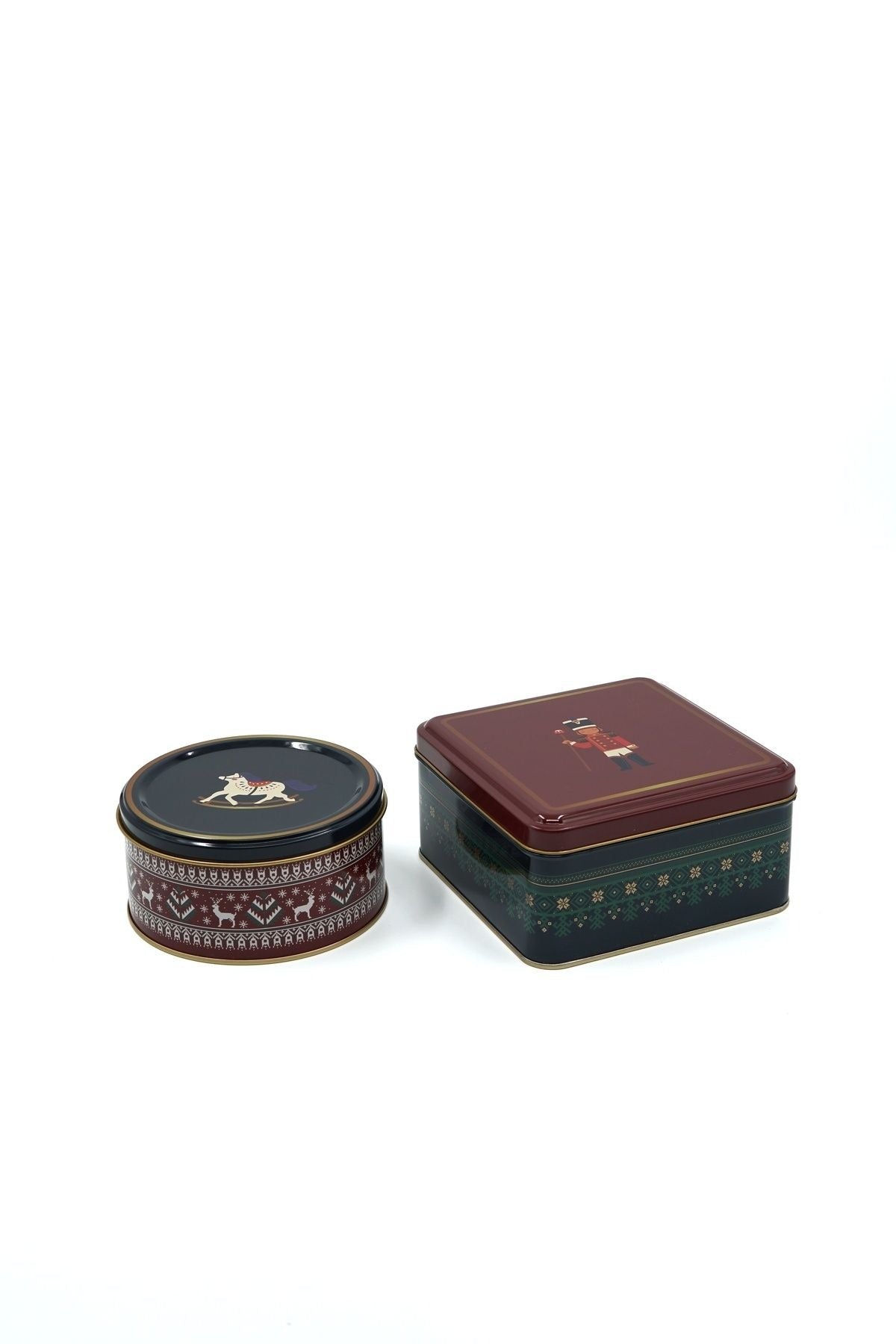 Kurşun Asker Desenli 2'li Metal Saklama Kabı Seti, 1,9 lt + 1,1 lt