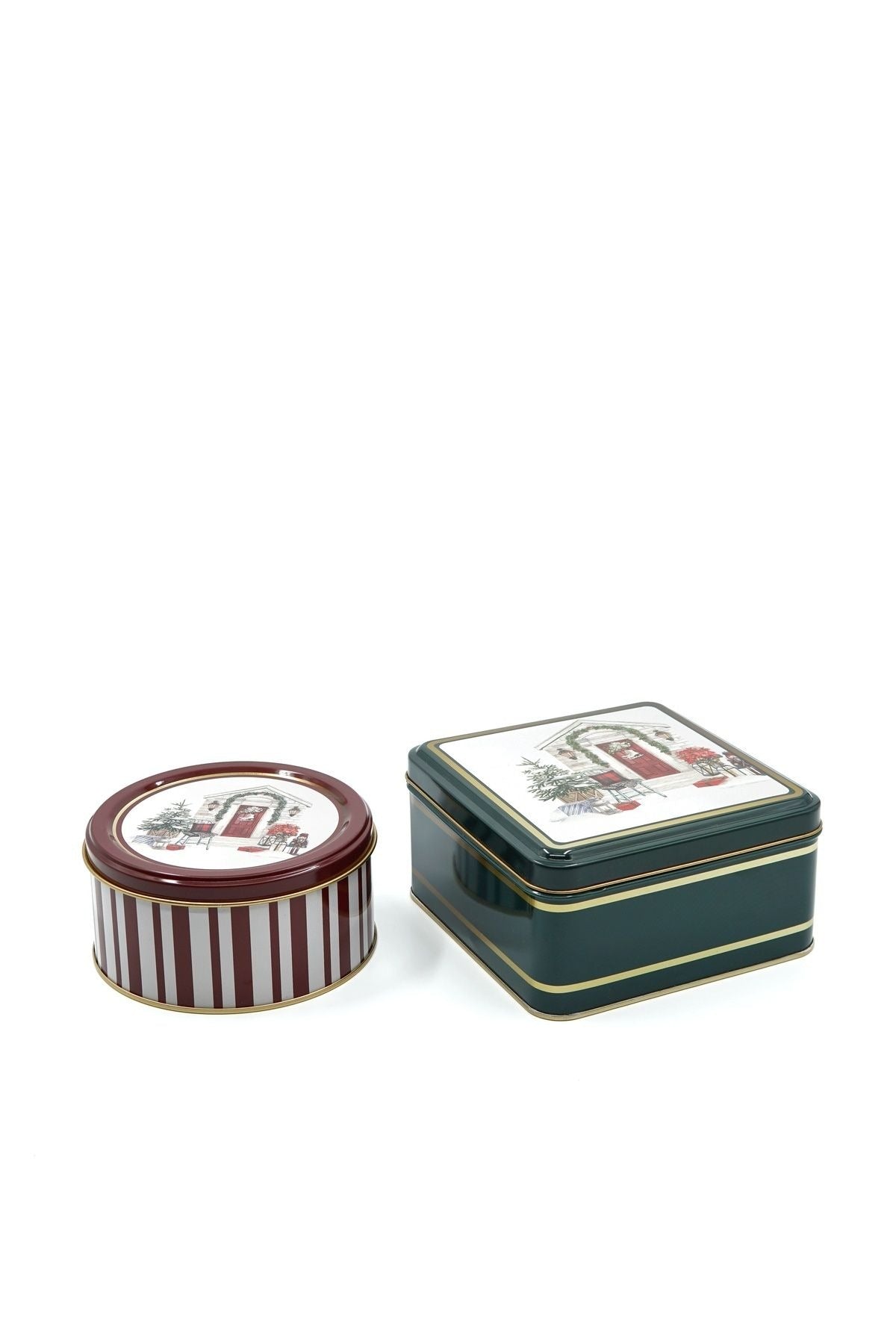 Edinburgh Haven Desenli 2'li Metal Saklama Kabı Seti, 1,9 lt + 1,1 lt