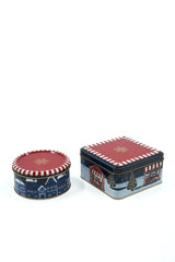 Winter Desenli 2'li Metal Saklama Kabı Seti, 1,9 lt + 1,1 lt