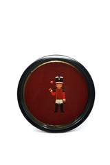 Kurşun Asker Desenli Yuvarlak Metal Tepsi, 31,5 cm