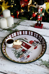 Edinburgh Haven Desenli Yuvarlak Metal Tepsi, 31,5 cm