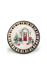 Edinburgh Haven Desenli Yuvarlak Metal Tepsi, 31,5 cm