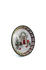 Edinburgh Haven Desenli Yuvarlak Metal Tepsi, 31,5 cm