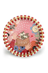 Love Desenli Yuvarlak Metal Tepsi, 31,5 cm