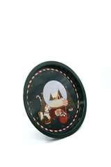 Winter Sphere Desenli Yuvarlak Metal Tepsi, 31,5 cm