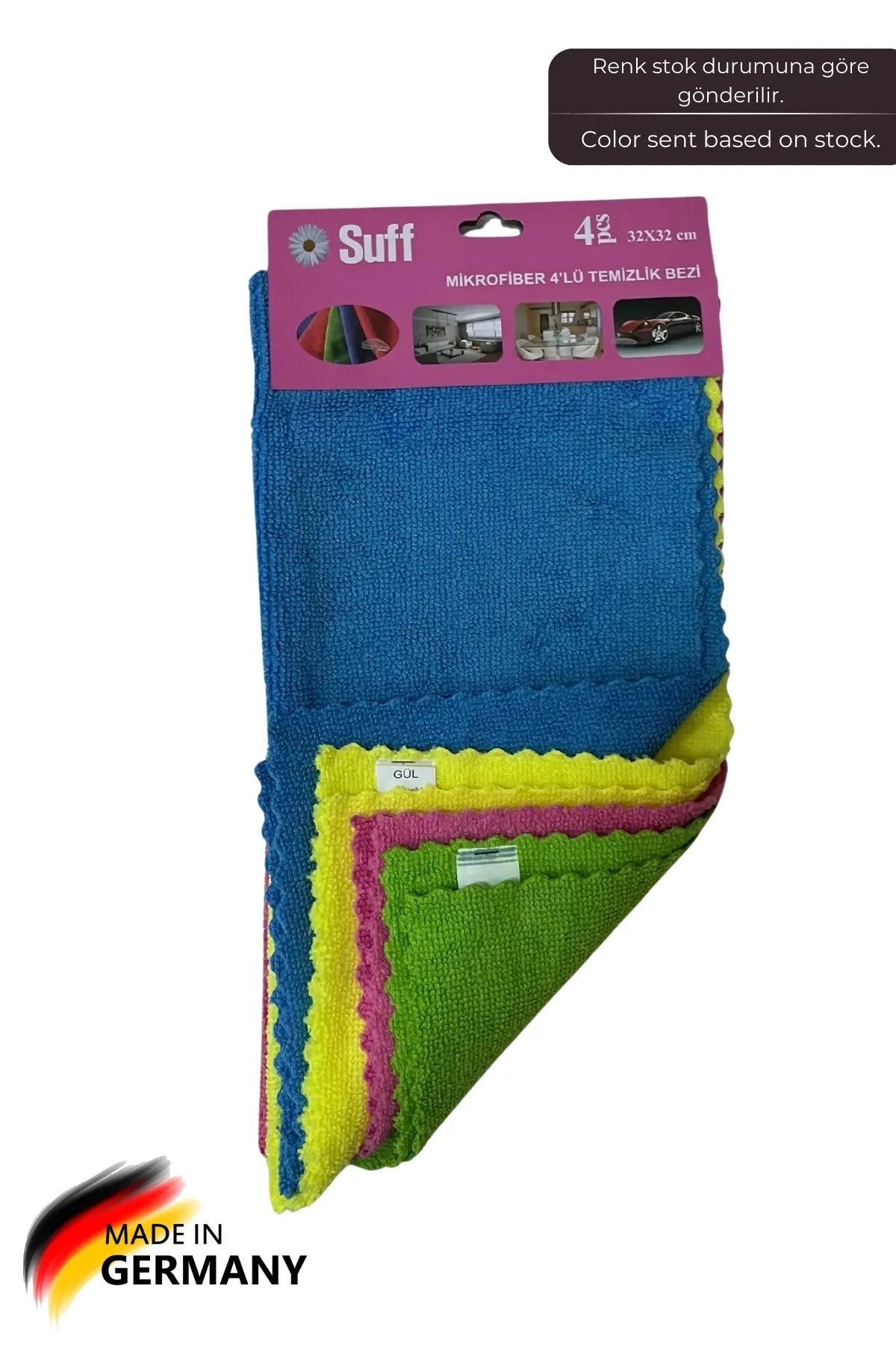 Suff Gül Genel Amaçlı Mikrofiber Temizlik Bezi 4'lü Set 32 x 32 cm