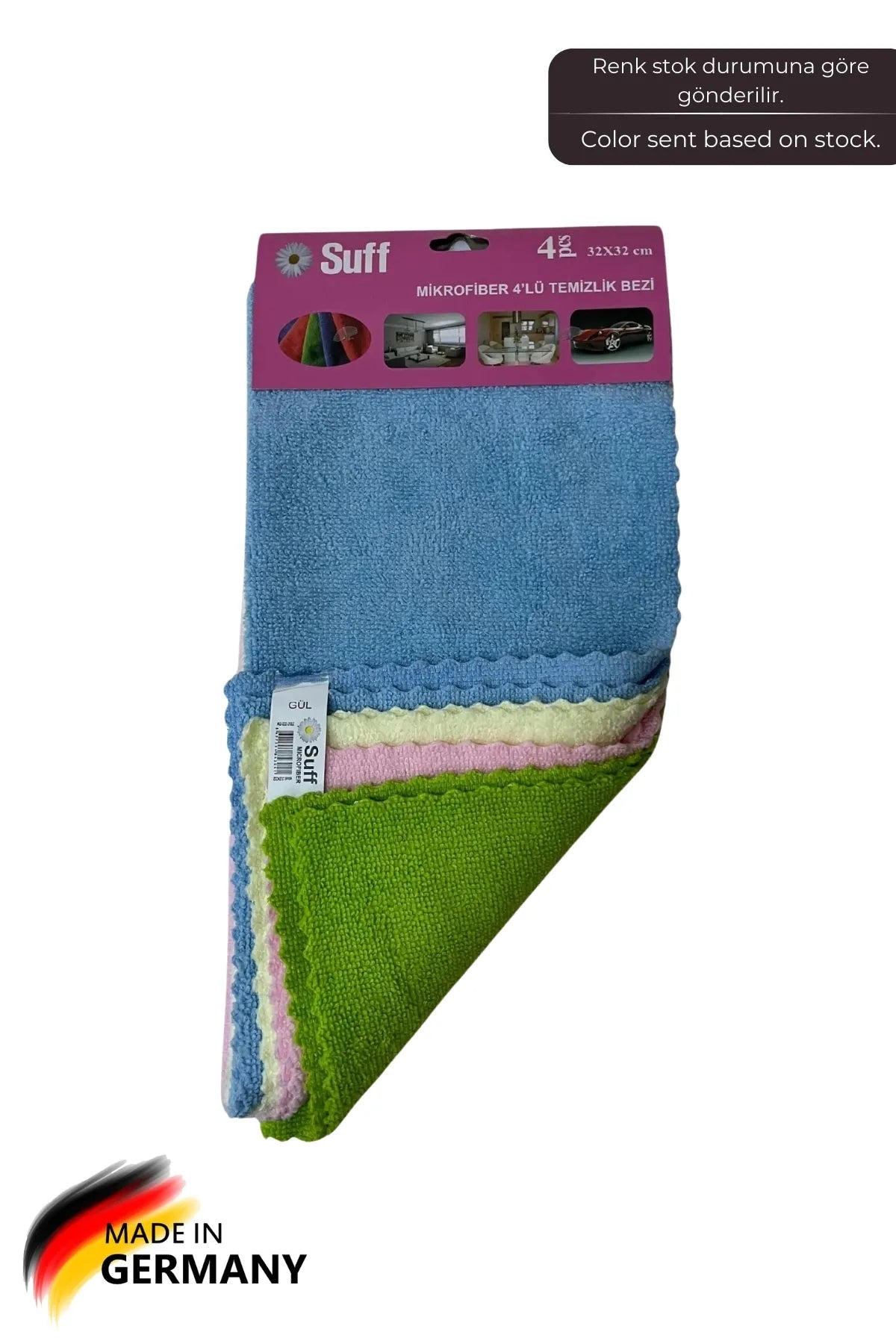 Suff Gül Genel Amaçlı Mikrofiber Temizlik Bezi 4'lü Set 32 x 32 cm