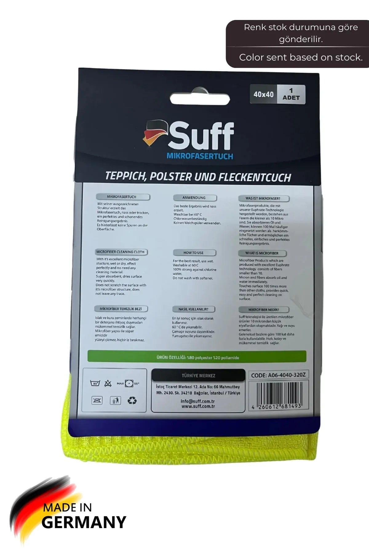 Suff Lavanta Mikrofiber Halı, Koltuk Ve Zor Kirler Temizlik 40 X 40 Cm