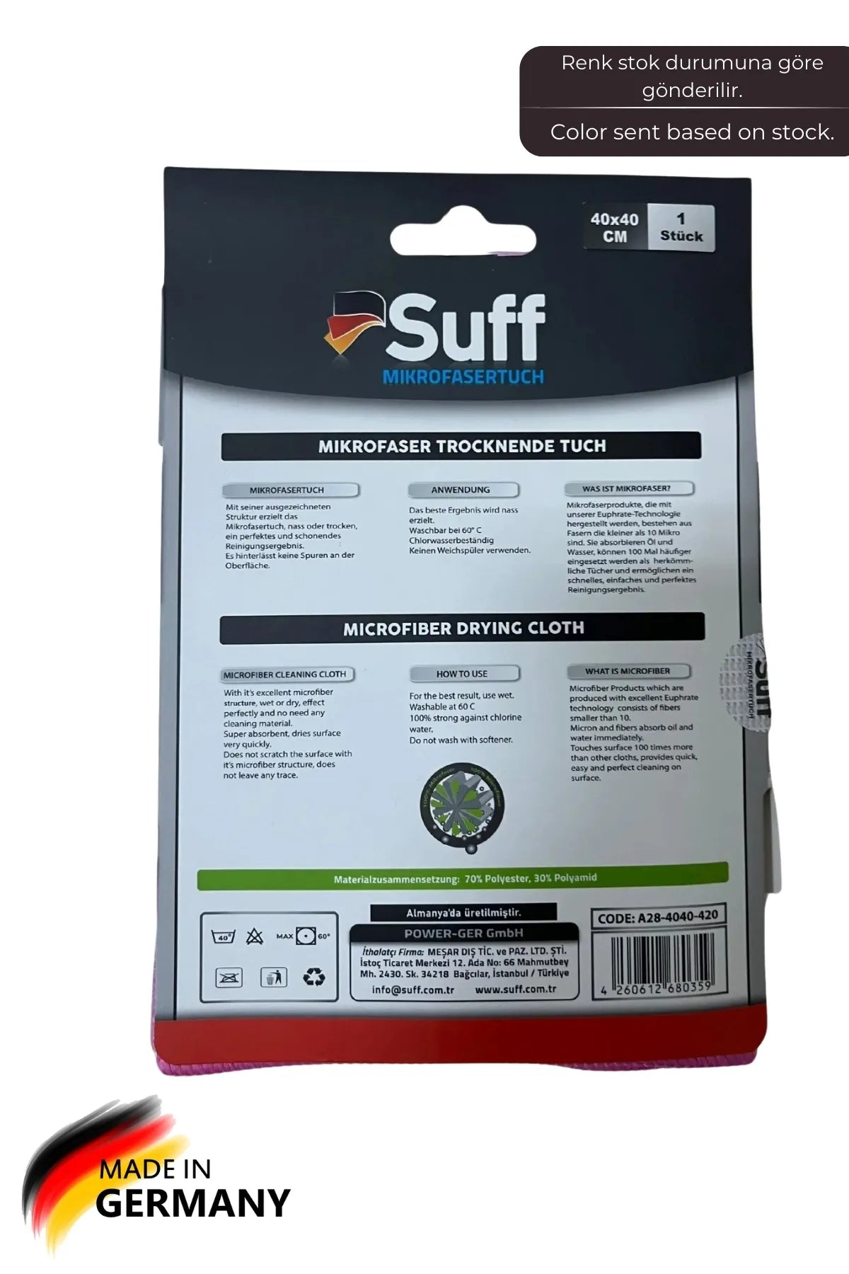 Suff Kadife Çiçeği Mikrofiber Kurulama Bezi 40 X 40 Cm