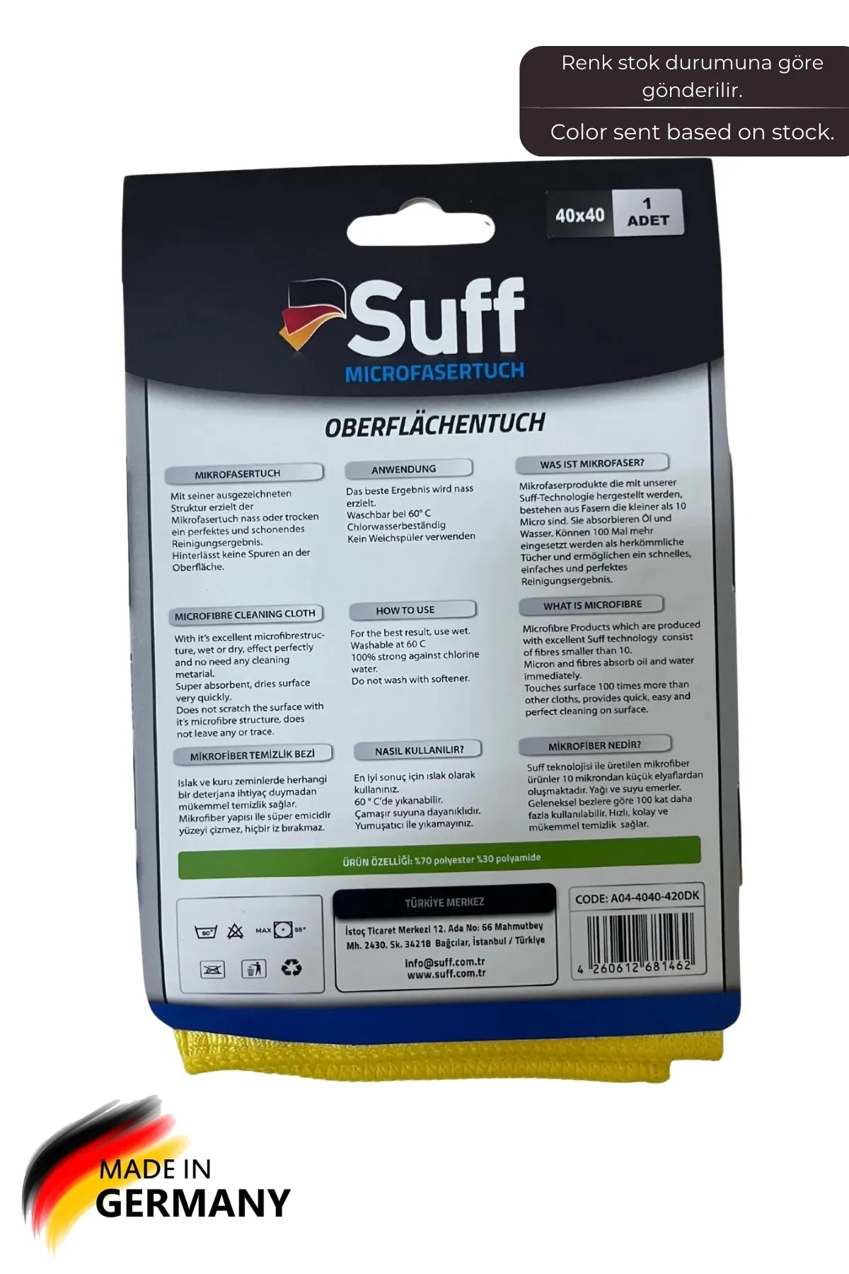 Suff Nilüfer Damalı Mikrofiber Yüzey Temizlik Bezi 40 X 40 Cm