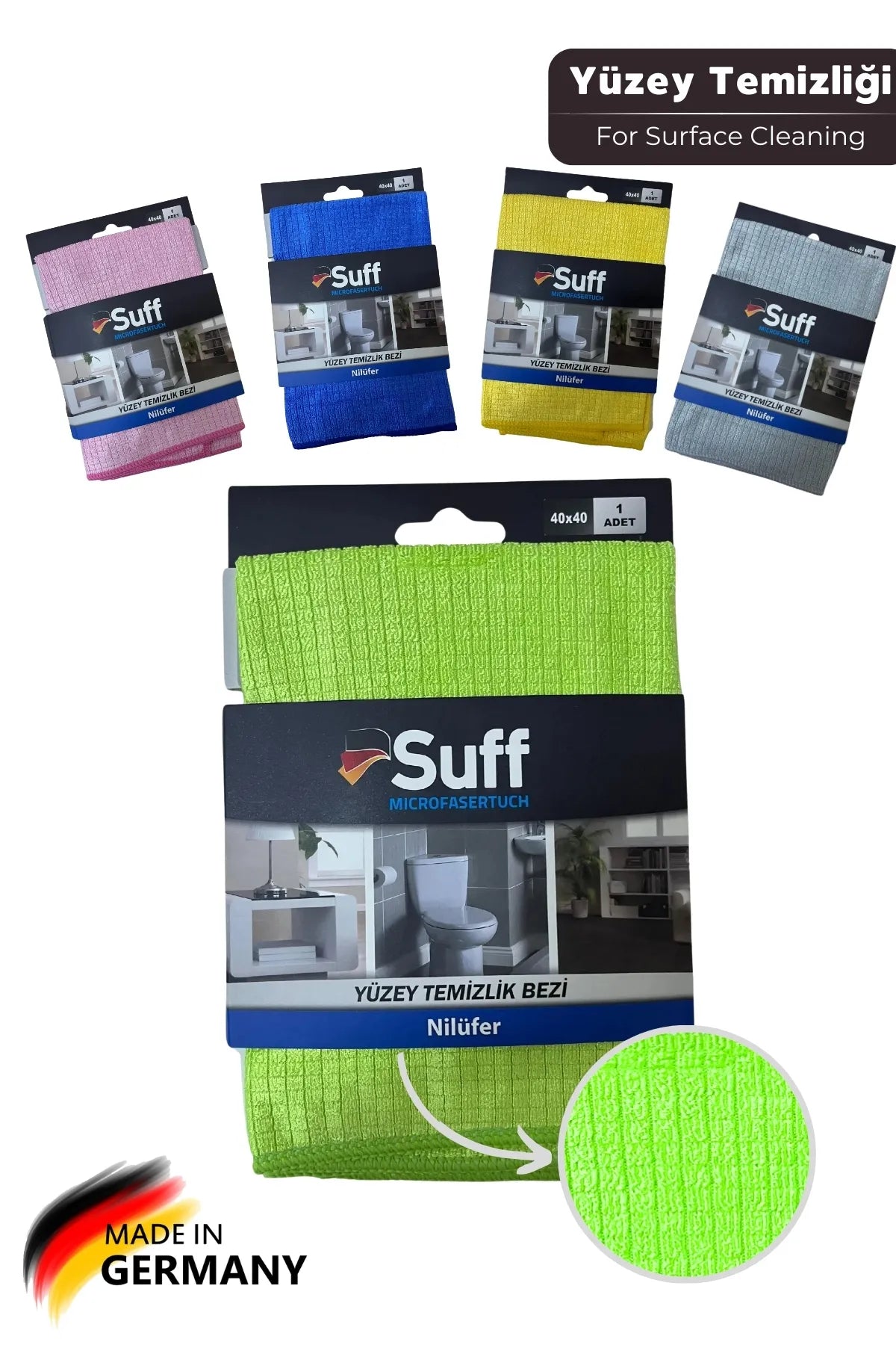 Suff Nilüfer Damalı Mikrofiber Yüzey Temizlik Bezi 40 X 40 Cm