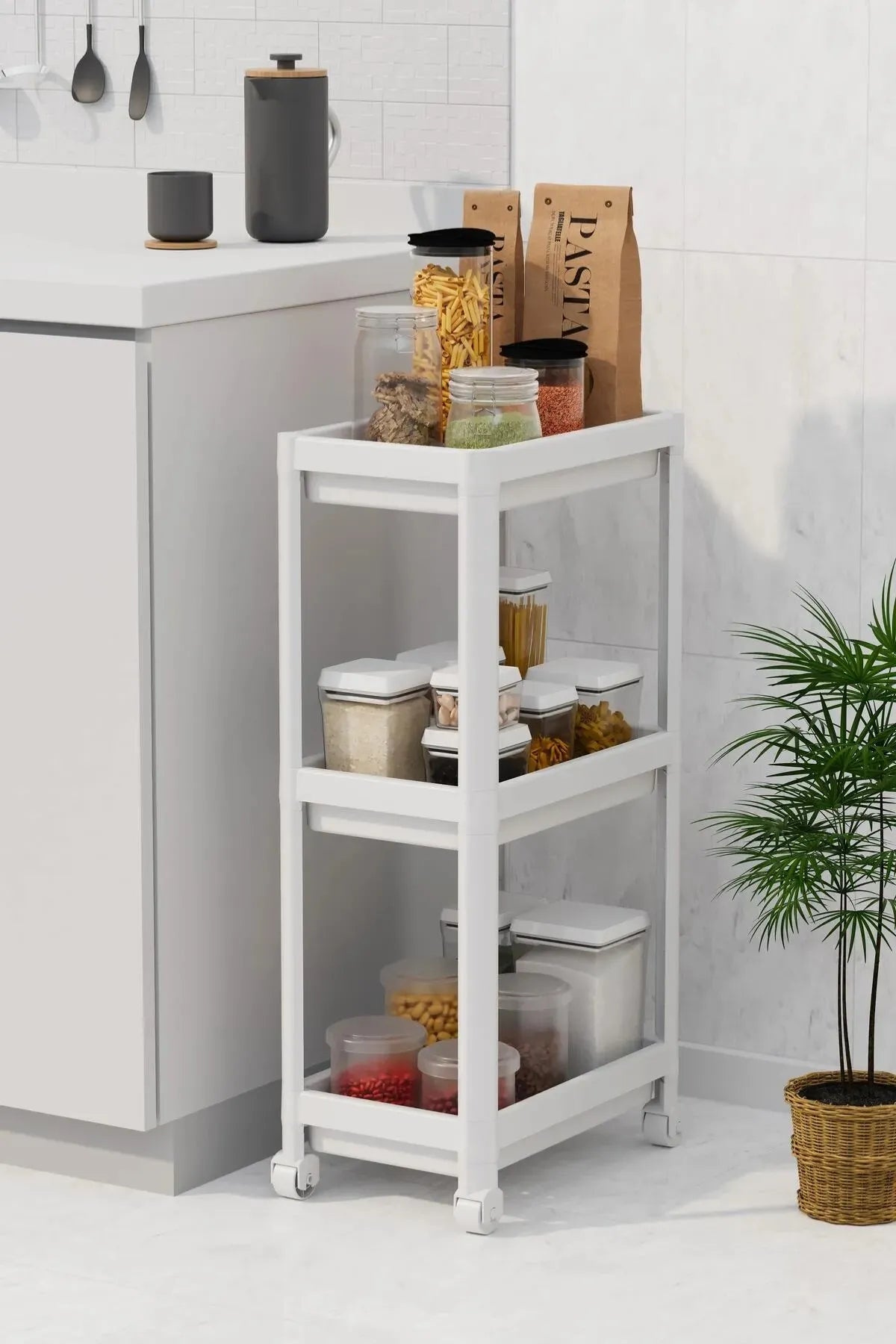 Omaş 3 Katlı Banyo Raf Ünitesi, Banyo Düzenleyici, Şampuanlık, Havluluk, Dolap, Mutfak Rafı, Deterjanlık