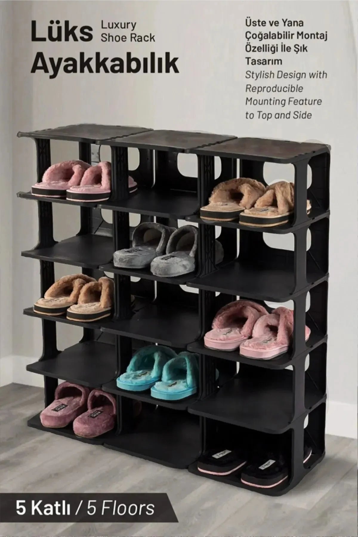 Omaş 5 Katlı Portatif Ayakkabılık, Ayakkabı Standı, Ayakkabı Düzenleyici Raf