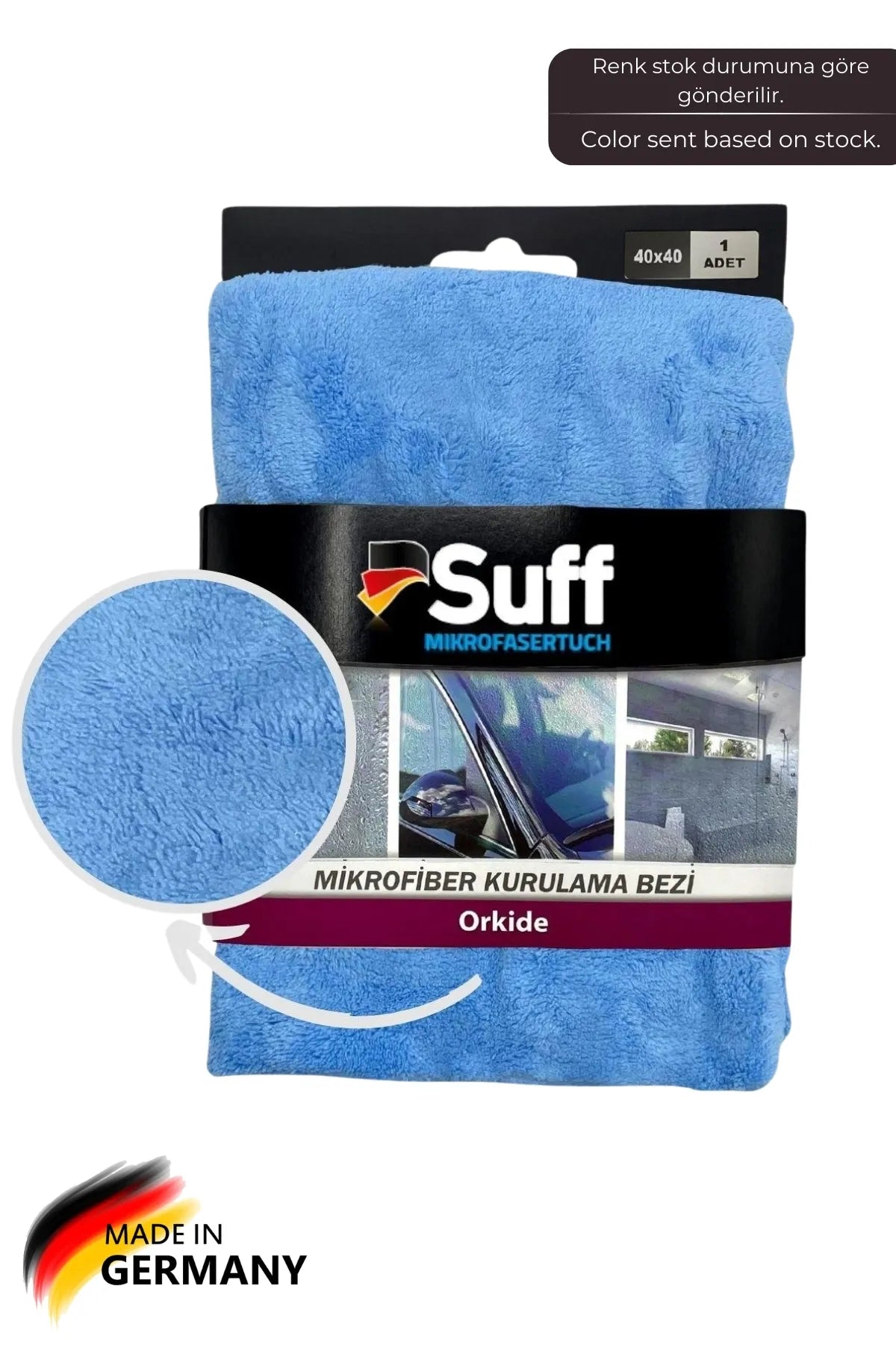 Suff Orkide Mikrofiber Araba Kurulama Bezi, Pasta Cila Bezi, Oto Bezi 40 x 40 cm