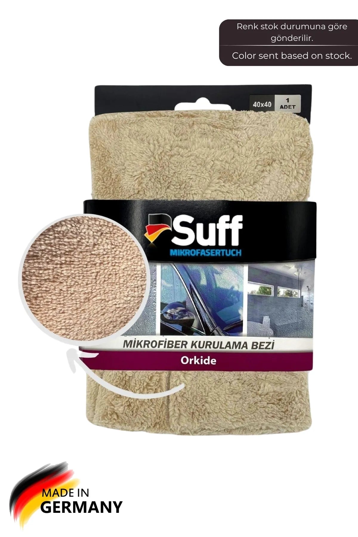 Suff Orkide Mikrofiber Araba Kurulama Bezi, Pasta Cila Bezi, Oto Bezi 40 x 40 cm