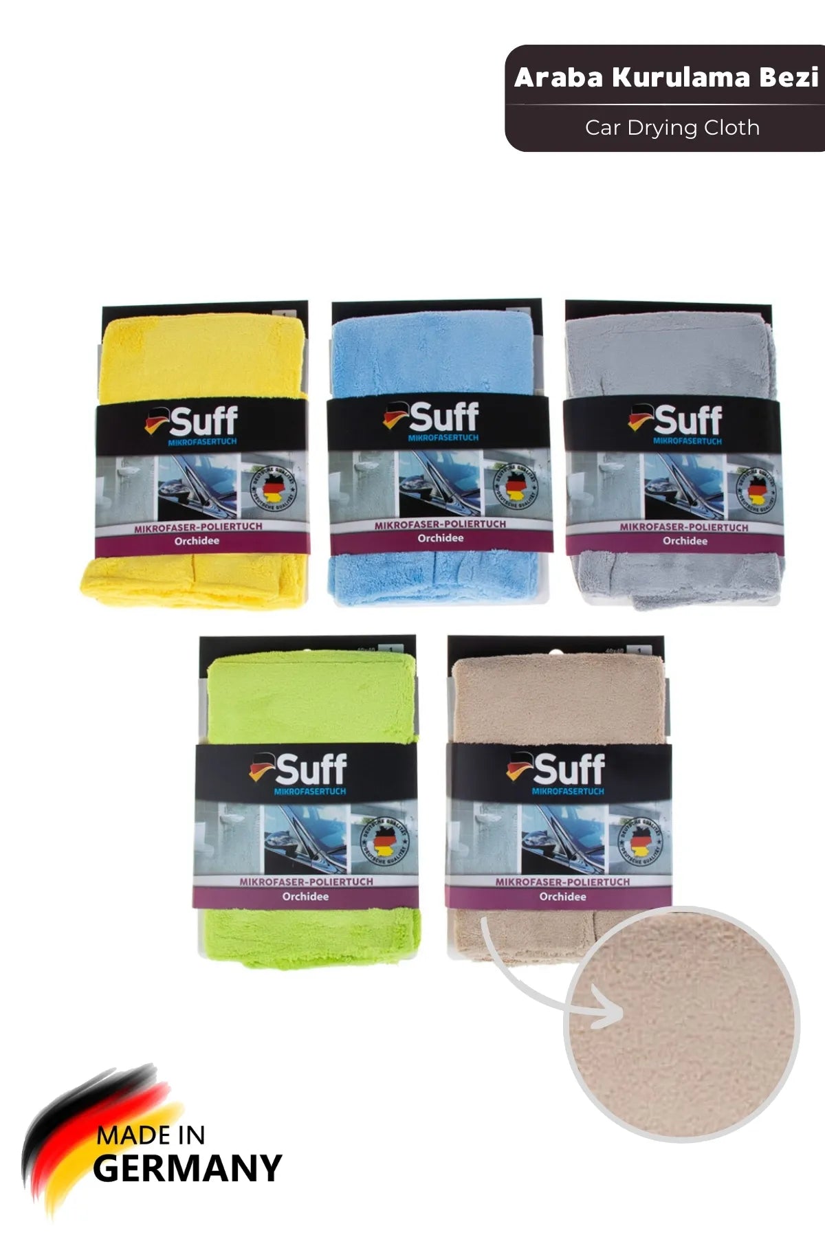 Suff Orkide Mikrofiber Araba Kurulama Bezi, Pasta Cila Bezi, Oto Bezi 40 x 40 cm