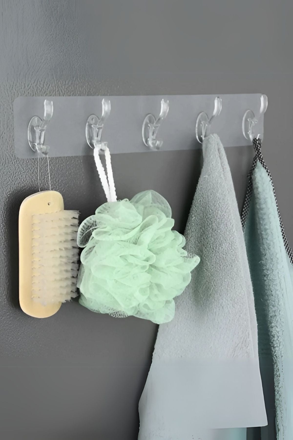 5'li Kendinden Yapışkanlı Güçlü Şeffaf Askılık - Kapı Arkası Mutfak Duvar Banyo Askı