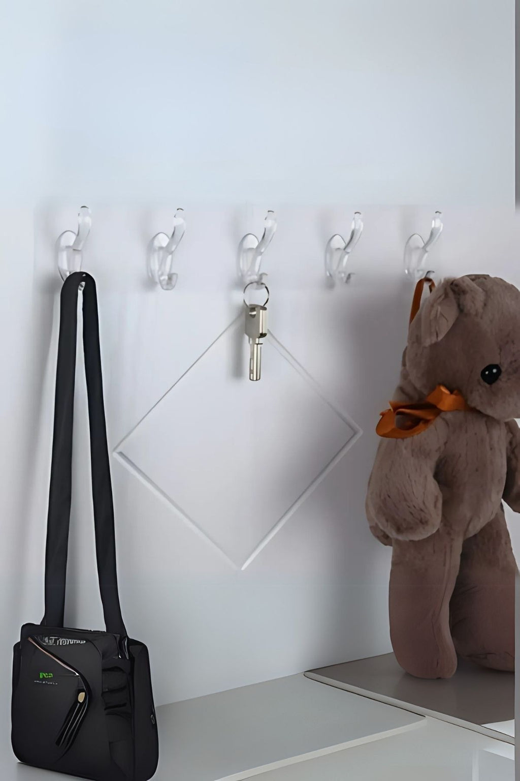 5'li Kendinden Yapışkanlı Güçlü Şeffaf Askılık - Kapı Arkası Mutfak Duvar Banyo Askı