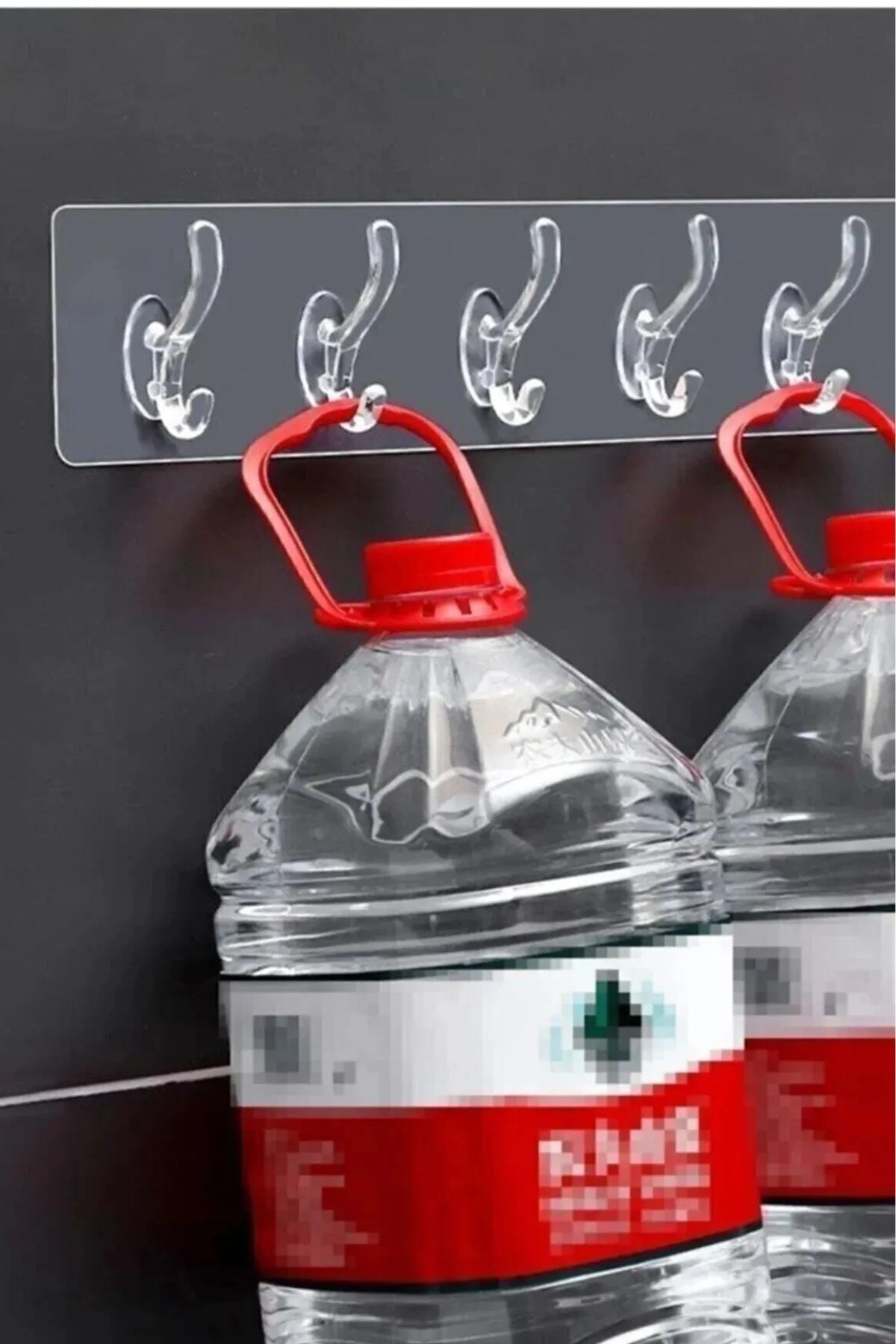 5'li Kendinden Yapışkanlı Güçlü Şeffaf Askılık - Kapı Arkası Mutfak Duvar Banyo Askı