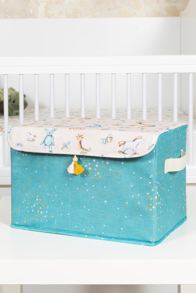 Bebek Mavi Maxi Saklama Kutusu, Bebek Odası Düzenleyici, Bebek Hurç, 35 x 24 x 23 cm, 19 Litre