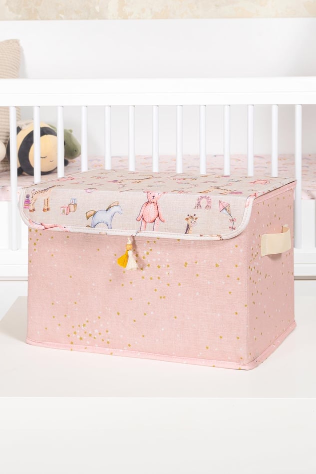 Bebek Pembe Maxi Saklama Kutusu, Bebek Odası Düzenleyici, Bebek Hurç, 35 x 24 x 23 cm, 19 Litre