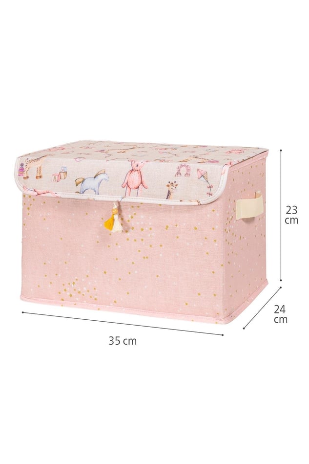 Bebek Pembe Maxi Saklama Kutusu, Bebek Odası Düzenleyici, Bebek Hurç, 35 x 24 x 23 cm, 19 Litre