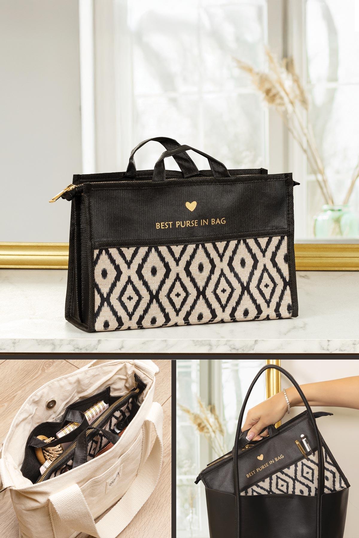 Bohe Çanta İçi Düzenleyici, Bavul İçi Düzenleyici Çanta, 28 x 10 x 18 cm