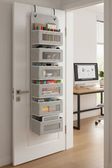 Çok Amaçlı 6 Gözlü Kapı Arkası Askılı Organizer - Bebek Odası Oyuncak, Banyo Aksesuar Düzenleyici