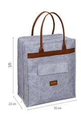 Deri Kulplu Ayakkabı Seyahat Çantası, Gri, 35 x 22 x 40 cm