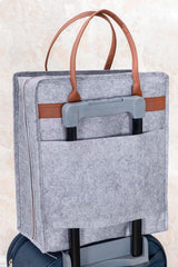 Deri Kulplu Ayakkabı Seyahat Çantası, Gri, 35 x 22 x 40 cm