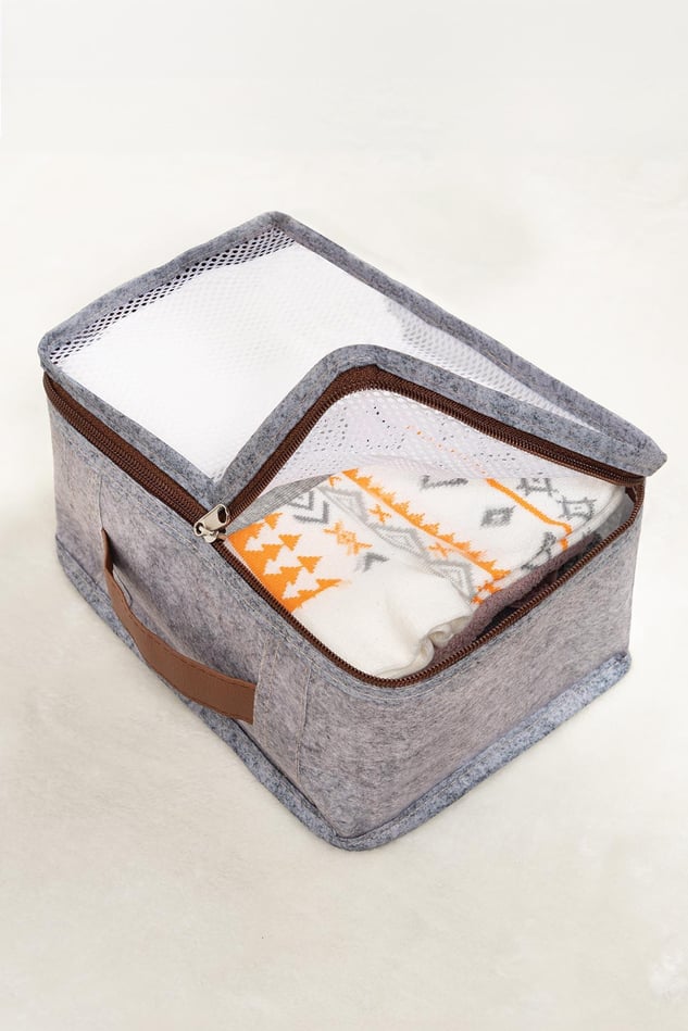 Derili 6 Parça Bavul İçi Seyahat Çantası, Gri