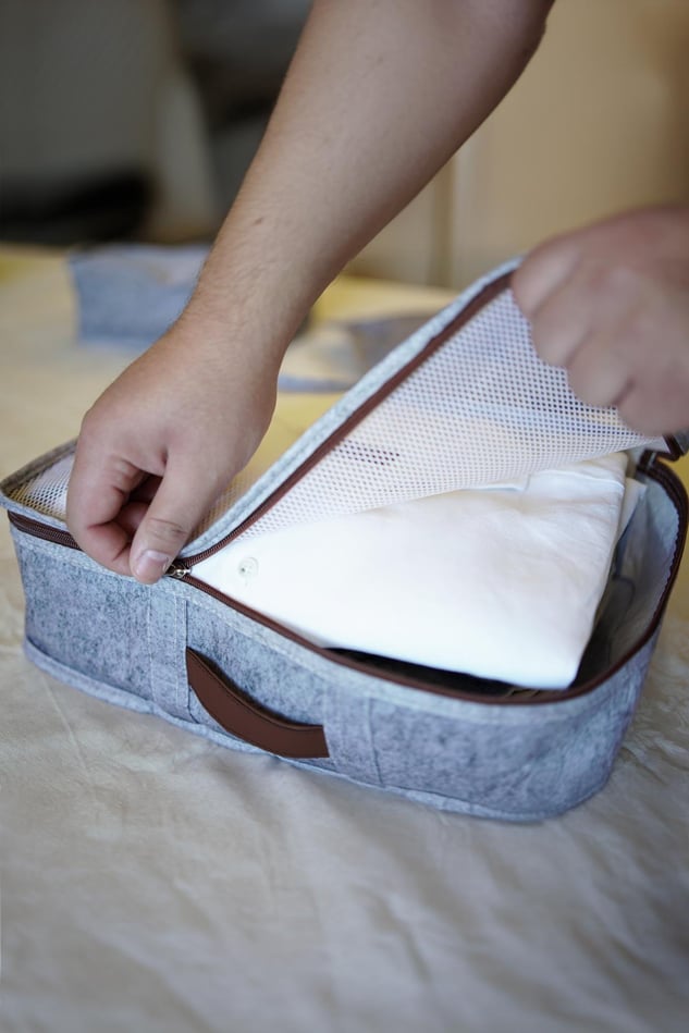 Derili 6 Parça Bavul İçi Seyahat Çantası, Gri