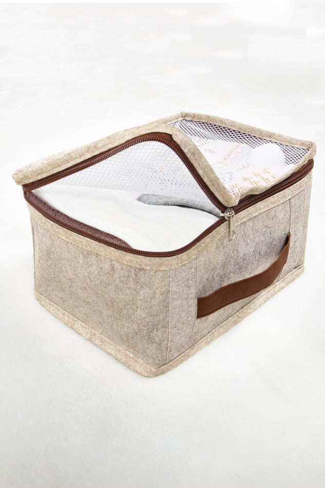 Derili 6 Parça Bavul İçi Seyahat Çantası, Bej