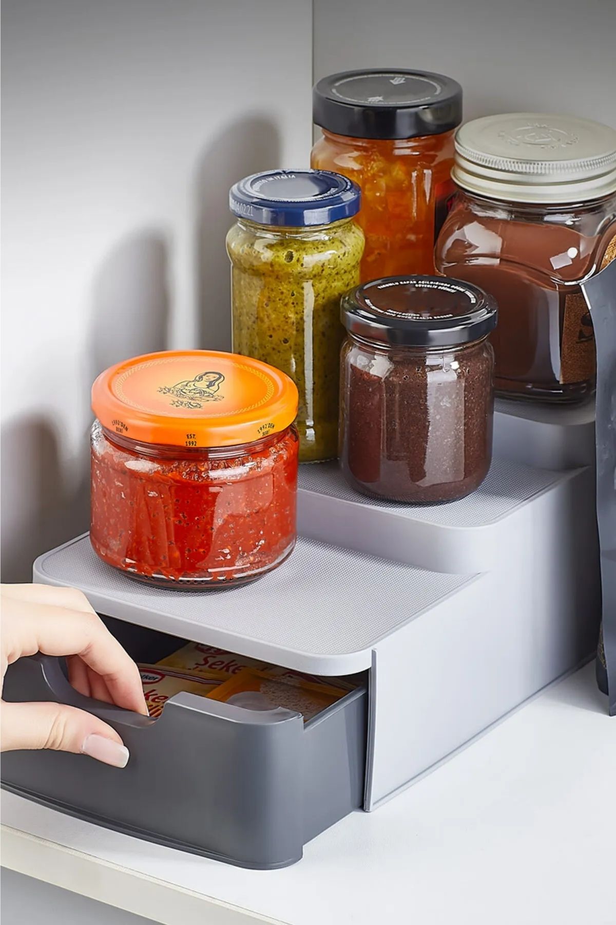 Kompakt Organizer - Antrasit, Çok Amaçlı Mutfak ve Dolap Düzenleyici