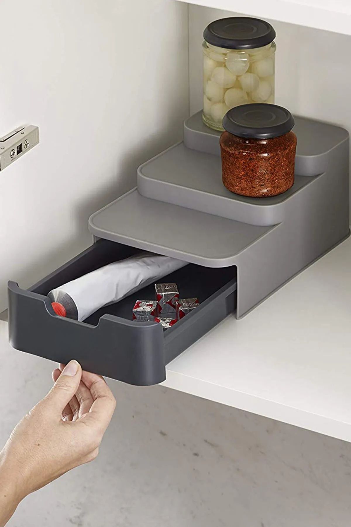 Kompakt Organizer - Antrasit, Çok Amaçlı Mutfak ve Dolap Düzenleyici