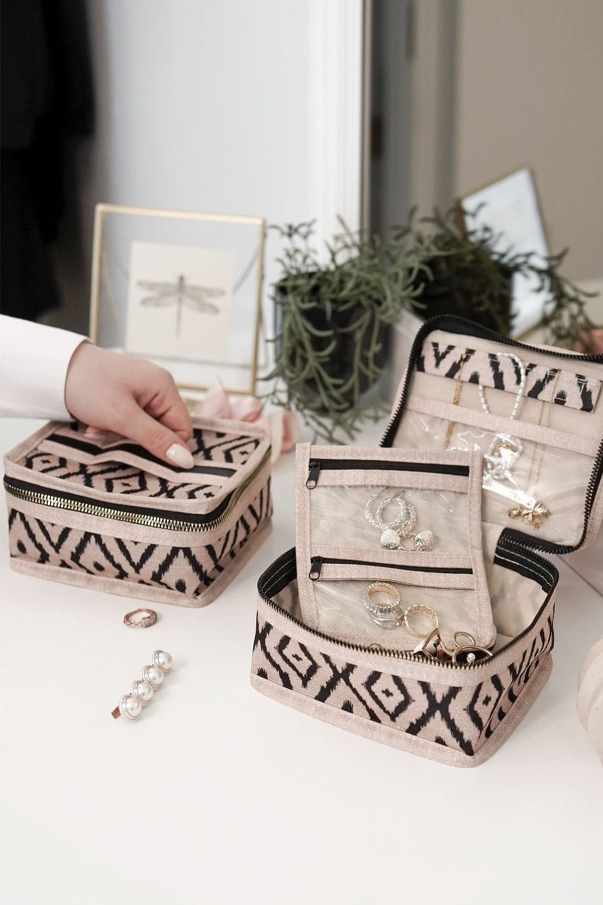 Bohe Seyahat Takı Düzenleyici Çanta, Valiz İçi Mini Çanta